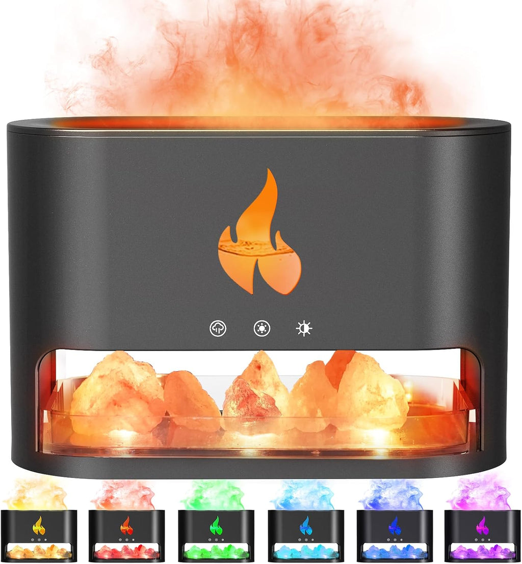 Himalayan Salt Fireplace Humidifier Lamp