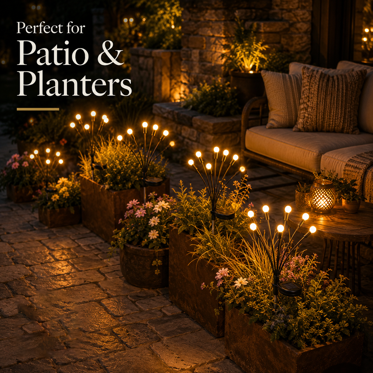 Outdoor Solar Firefly Lights 2 Pack 20 LED Waterproof Garden Stake Lights