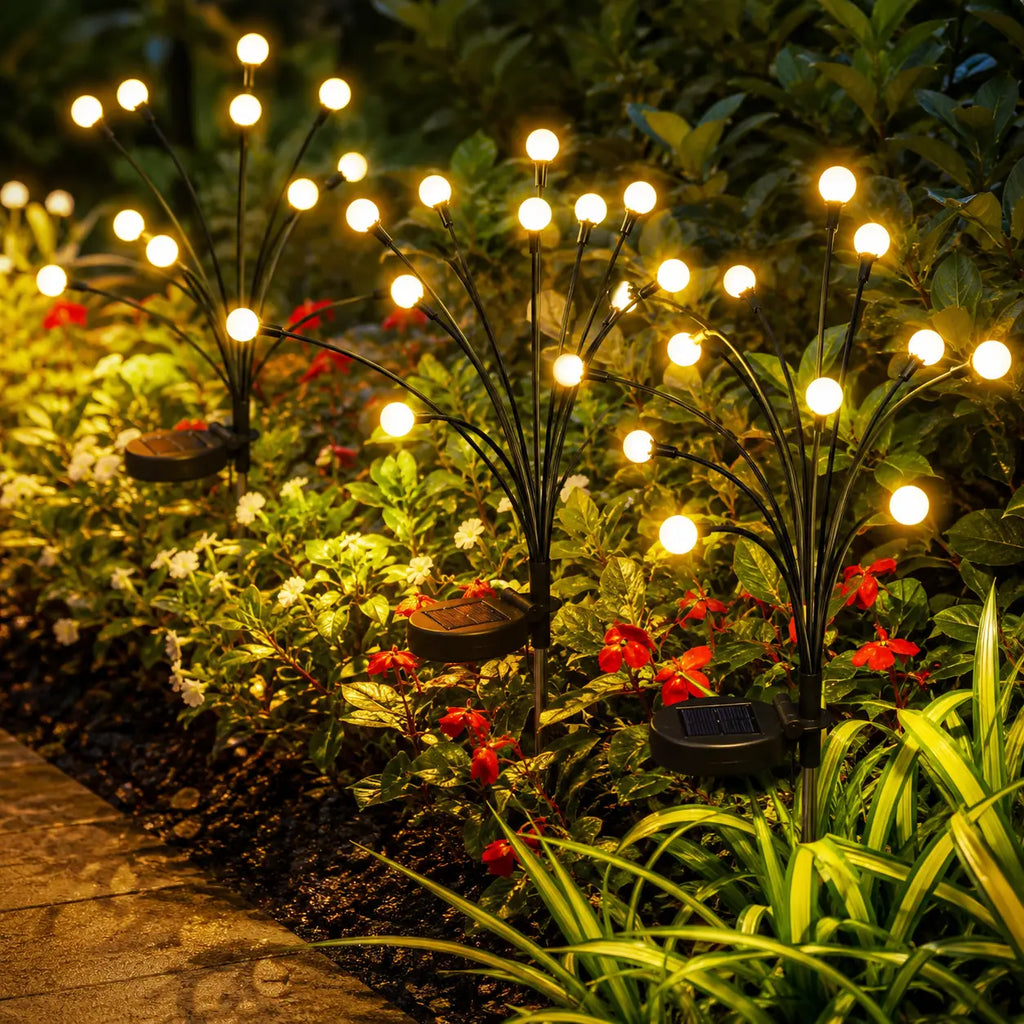 Outdoor Solar Firefly Lights 2 Pack 20 LED Waterproof Garden Stake Lights